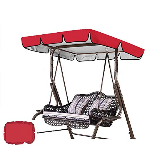 KINGEE Copertura per Tettoia Dondolo da 2/3 Posti, Tetto di Ricambio Universale per Dondolo, Rivestimento di Ricambio per Tettuccio Parasole 210D Oxford Baldacchino Dondolo,Rosso,142×120×18cm