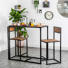 Harbour Housewares Set da Bar per la Colazione Industriale a 2 posti - Tavolo e sedie da Cucina in Legno compatta - Telaio in Metallo - Brown