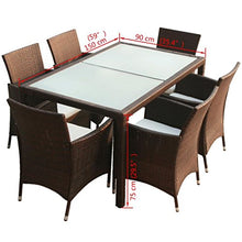 Festnight Set Tavolo Rettangoalre e 6/8 Sedie Poltrone da Giardino Esterno in Poly Rattan Marrone/Nero,Set Mobili da Giardino in Rattan,Set Tavolo e Sedie da Pranzo da Giardino Esterno in Rattan