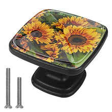 Fiori marroni e gialli 4 PCS Pomelli per Porta, Pomolo per Mobile, Pomelli per Mobili con Viti, Maniglia per Armadietto, Pomelli per Porta, Pomelli per Cassetti per Porta, Armadio, Cassetto e Credenza