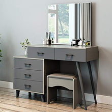 Specchiera Tavolo Cosmetici per Le Donne Ragazze Camera da Letto,Vanity Toeletta da Trucco con Sgabello Imbottito E Cassetti,Tavolo da Toeletta con Specchio-Grigio 90x40x135cm(35x16x53inch)