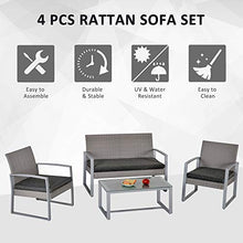 Outsunny Salotto da Giardino in Rattan, Set Mobili da Esterno con Divano da Giardino e Poltrona da Esterno, Grigio