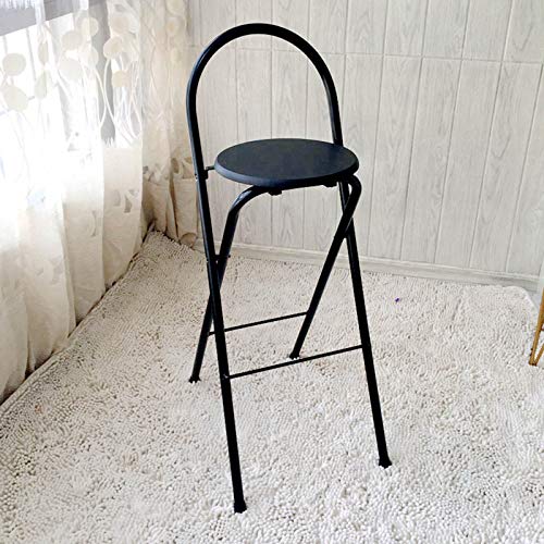 Sgabello Da Bar Pieghevole In Bambù Con Schienale E Poggiapiedi - Altezza Seduta 61 Cm - Portatile Per Cucina, Bistrot, Musica