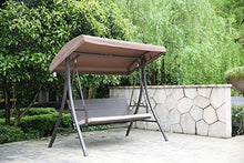 Angel Living Dondolo da giardino, Altalena a 3 posti in rattan per patio, il tetto può impedire schizzi d'acqua inclinazione regolabile, Altalena 193x117x173 cm con cuscino