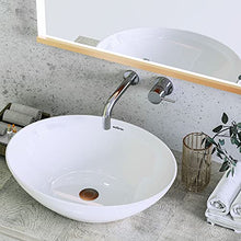 Signstek, lavandino da appoggio, in ceramica, 41 x 33 x 14 cm, lavabo rotondo, bianco, con bobina