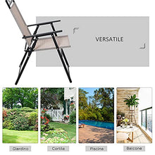Outsunny Set di 2 Sedie Pieghevoli da Giardino con Braccioli in Metallo e Textilene, 57.5x67x92.5cm, Beige e Nero