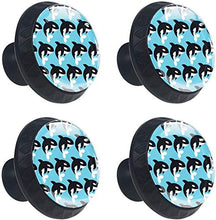 Cartone animato nero bianco balena blu Pomelli per Porta Set di 4 Pomelli per Mobili Manopole per Cassetti Cucina Armadio Vetro