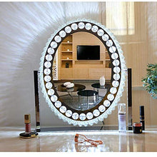 GUOJINE Specchi da Toeletta da Appoggio con Luci A LED,Illuminato Professionale Specchio Cosmetico con Lampadina Dimmerabile, Specchio da Barba Rotondo con Interruttore Smart Touch