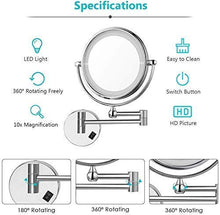 HGXC Specchio per Il Trucco per la Superficie Girevole dell'hotel Vanity Two con specchietti ingrandenti 10X con Finitura cromata