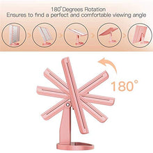 YXZQ Specchio per Il Trucco, ingrandimento 2X / 3X Specchio per Trucco Specchio per Tavolo da Trucco Triplo con Specchio a 21 luci a LED Interruttore a sensore tattile, Oro Rosa