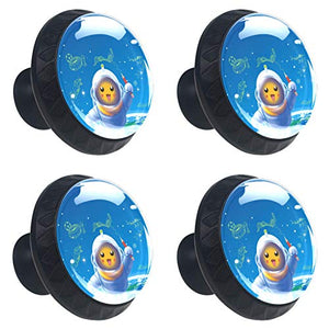 Set di 4 maniglie rotonde per armadio da cucina, credenza, cassettiera, cassettiera, con viti, per cucina, comò, armadietto, bagno, armadio, cartone animato, astronauta terra