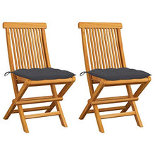 vidaXL Sedie da Giardino con Cuscini Antracite 2 pz Massello di Teak