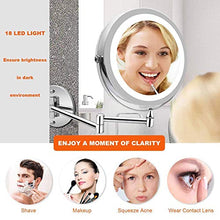 MNBVC Specchio per Trucco, Specchio da Barba per Bagno Specchio per Trucco Illuminato A LED A Parete con Ingrandimento 10X, Batteria O Luce da Specchio Bifacciale Regolabile Ed Estendibile Alimentata