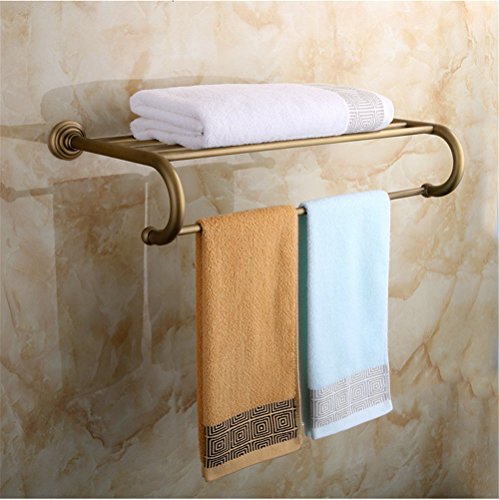 MBYW Portasciugamani Moderno Portasciugamani Elegante per Il Bagno di Moda Porta Asciugamani da Bagno in Rame Anticato con Doppio portasciugamani Ciondolo per Bagno mensola Bagno Hotel 62 cm