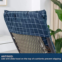 Goodquan Cuscino per sedia a sdraio in morbido cotone per esterni, schienale alto, comodo cuscino per schienale, antiscivolo, lavabile, facile da pulire (blu Plaid,53 x 155 cm)