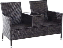 Panchina con mobili da esterno a mattrops, vite 2 sedile da compagnia in vimini amare sedile per maglieria partner panca,Brown