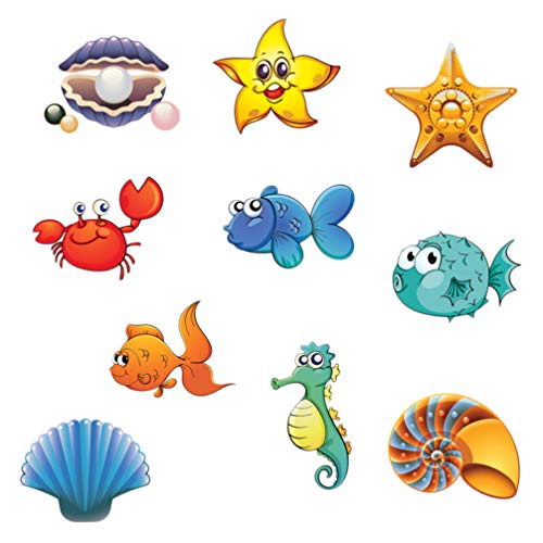 NUOBESTY 20Pcs Creature dell'Oceano Adesivo da Bagno Autoadesivo Cartone Animato Pesce Stella di Mare Modello Conchiglia Vasca da Bagno Adesivo da Pavimento Accessori Bagno Fai da Te per