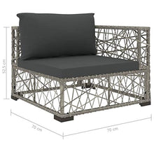 SKM Set Divani da Giardino 6 pz con Cuscini in Polyrattan Grigio L