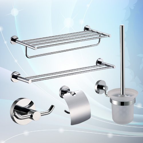 MBYW Portasciugamani Moderno Minimalista Portasciugamani Elegante per Il Bagno di Moda Set Ciondolo Bagno in Puro Rame, portasciugamani in Cinque Pezzi, portasciugamani Doppio in Argento Cromato
