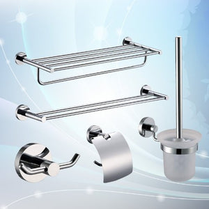 MBYW Portasciugamani Moderno Minimalista Portasciugamani Elegante per Il Bagno di Moda Set Ciondolo Bagno in Puro Rame, portasciugamani in Cinque Pezzi, portasciugamani Doppio in Argento Cromato