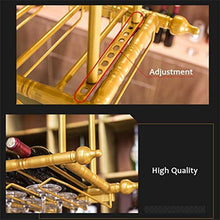 HTDZDX Bar/Pub Wine Rack Ripiani con Supporto Calici Floating - Muro Hanging Ferro Vino E Bottiglie di Vetro Cabinet Organizer - Gold Frame - Parete Soffitto Decor (Size : 150cm)