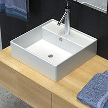 tiauant Lavabo in Ceramica Quadrata con Troppo Pieno, 41 x 41 cm, Materiale: Ceramica