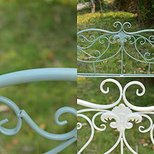zenggp Panca da Giardino con Braccioli Posti A Sedere da Giardino in Metallo Sedia da Giardino Rustica Vintage,Green