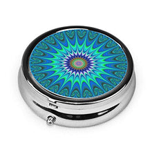 Scatola rotonda per medicina portatile, mini pillole in metallo, dispenser per pillole tascabili, borsa da viaggio, con mandala