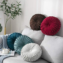 Ynester - Cuscino rotondo, in velluto tinta unita, per sedia, divano, zucca, cuscino rotondo a pieghe, per casa, letto, auto, decorazione da pavimento (grigio chiaro)