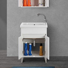 Inbagno Mobile lavatoio per lavanderia con vasca in ceramica, L.61xP.51xH.87,5 cm, linea Way in diverse colorazioni, vasca con strofinatoio integrato (Bianco lucido)