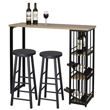 WOLTU Set Mobili da Bar Tavolo con 2 Sgabelli Alti Bancone per Cucina in Acciaio Legno BT26hei+BH130sz-2