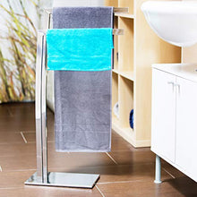 Relaxdays Porta Asciugamani WIMEDO, 80x32x20 cm ca., 2 Aste, Base Rettangolare, Decorazione, Acciaio Inox, Argento