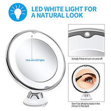 ATopoler - Specchio con ingrandimento 10x, per trucco da viaggio luminoso a LED, con ventosa, rotazione a 360°, specchio cosmetico portatile per bagno