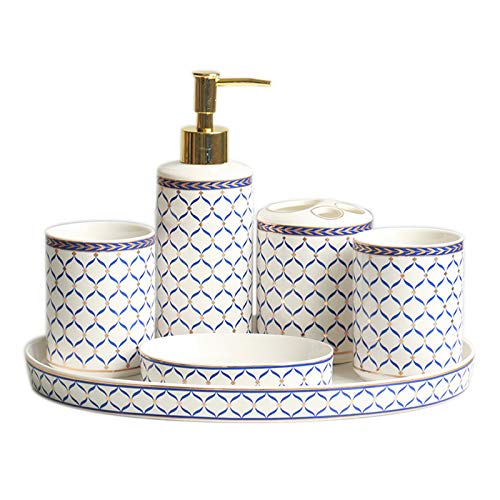 JTKDL Bagno A Sei Pezzi, Set di Accessori da Bagno Set da Bagno Set da Toeletta in Ceramica 6 Set di Portaspazzolino