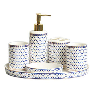 JTKDL Bagno A Sei Pezzi, Set di Accessori da Bagno Set da Bagno Set da Toeletta in Ceramica 6 Set di Portaspazzolino