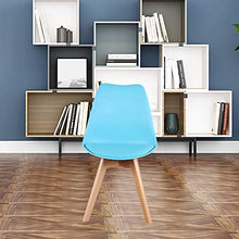 INJOY LIFE Sedia da pranzo Sedia da cucina Sedia moderna metà secolo con gambe in legno e sedie imbottite per sala da pranzo, soggiorno, camera da letto, set di 4, blu