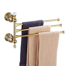 CASEWIND, lussuoso portasciugamani da parete con 4 bracci girevoli, in lega metallica con finitura lucida color oro, accessorio da bagno in stile europeo, gold, Drehbare 3 Handtuchstange