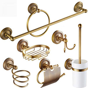 KTMK Set di Accessori per Il Bagno in Ottone Anticato Accessori in Ottone Anticato Porta Accappatoio, Porta Carta, Set di Asciugamani da Bagno con Anello Portasciugamani, Set Completo da 5 Pezzi