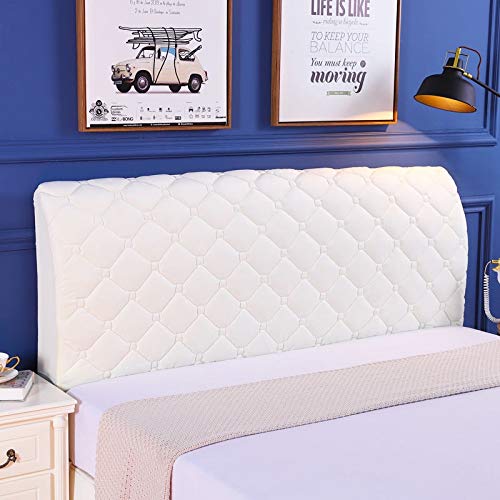 Copritestiera Letto Copertura/Copri Testata Letto Matrimoniale Imbottito Fodera Elastica Protezione, Coprire Antipolvere in Cotone Cover Addensare AntiGraffio Cuscino ( Color : White , Size : 180cm )
