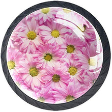 Margherite rosa fiori romantici Pomelli per Porta Set di 4 Pomelli per Mobili Manopole per Cassetti Cucina Armadio Vetro
