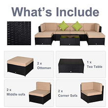 Outsunny Set 7 Pezzi Salotto da Esterni con Poltrona Pouf Tavolino| Mobili da Giardino in Rattan | Colore: Nero, Beige