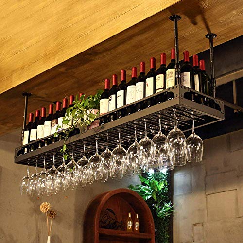 NMDCDH Supporto per Bicchiere da Vino a soffitto, Supporto per Calice sospeso, portabicchieri Classico per bancone Bar in Ferro battuto, Appendiabiti per Bicchieri da Vino, Calice per Bic