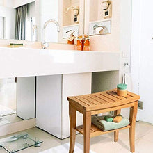 Bakaji Sgabello da Bagno in bambu con Panca Ripiano Portaoggetti Panchina Casa Colore bamboo Naturale Dimensione 47,5 x 26 x 44,5 cm (Rettangolare)