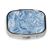 Scatola quadrata per pillole medicinali Blue Watercolor Marble Texture Fashion Pill Organizer da viaggio per pillole integratori vitamine