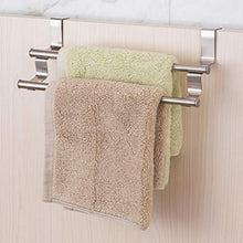 OLDJTK Portasciugamani Doppio for Appendere sopra la Porta dell'Armadio da Cucina - Porta Asciugamani - Non è necessaria la Perforazione - Adatto Anche Come Porta Asciugamani da Bagno