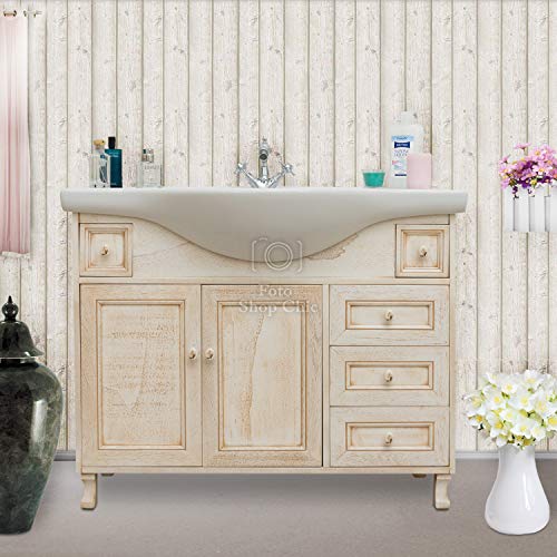 Shop Chic Base mobile bagno in legno patinato avorio shabby e lavabo in ceramica