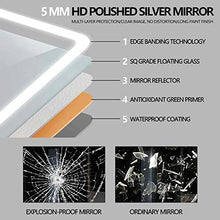 Specchi da bagno impermeabili rotondi LED illuminato Specchi di vanità a parete illuminato Doccia Smart Trucco da barba IP44 Impermeabile Touch Dimmble Switch-60x80cm.