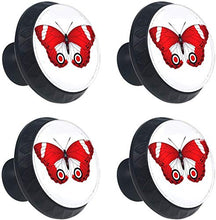 Farfalla monarca rossa Pomelli per Porta Set di 4 Pomelli per Mobili Manopole per Cassetti Cucina Armadio Vetro
