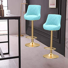 2 Set velluto tessuto senza braccia con schienale Sgabello, regolabile in altezza, sedile 360 ° girante, meccanico barra di sollevamento sgabello, Golden Leg poggiapiedi Bar Stool, sgabello Kitchen