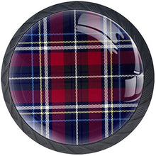 Modello in tessuto scozzese a quadri rosso navy Pomelli per Porta Set di 4 Pomelli per Mobili Manopole per Cassetti Cucina Armadio Vetro